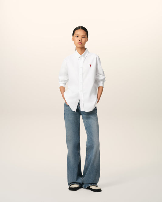 White Cotton Button Down Ami De Coeur Shirt