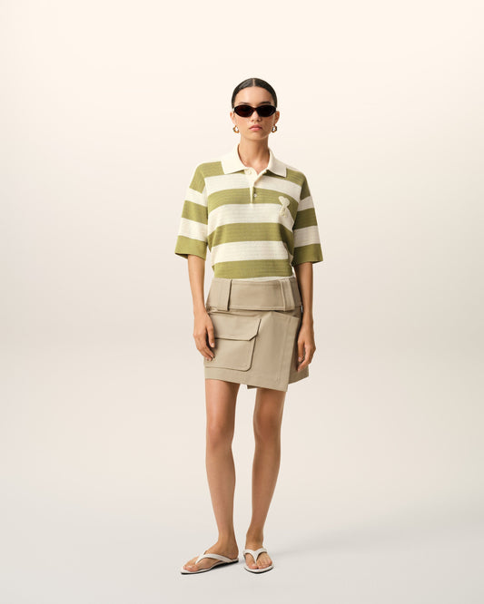 White Cotton Short Sleeves Ami De Coeur Polo