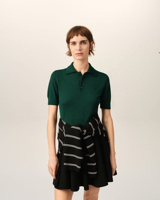 Green wool polo with Ami de Coeur