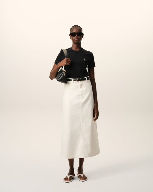 Black Cotton Ami De Coeur Cropped T-shirt