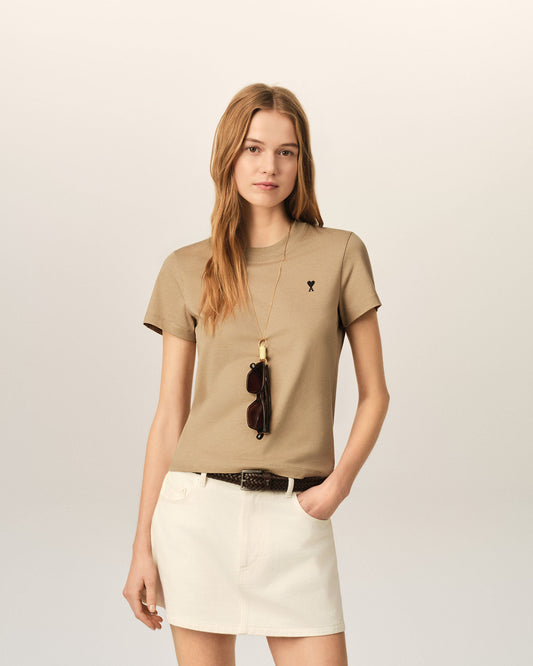 Beige cotton t-shirt with Ami de Coeur