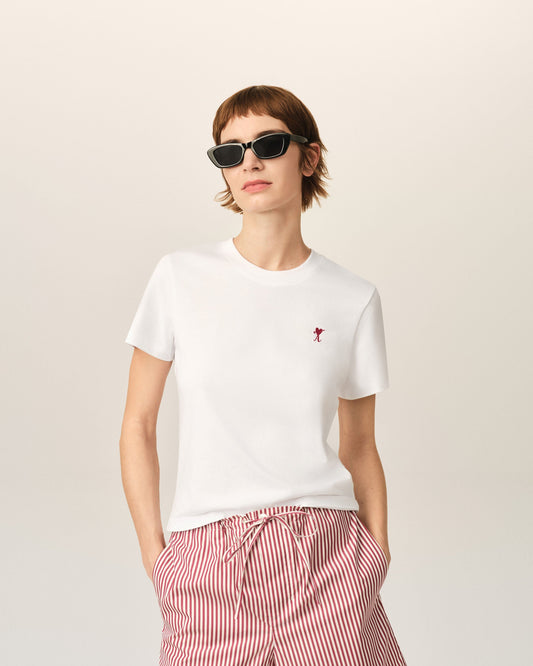 White cotton t-shirt with Ami de Coeur arrow