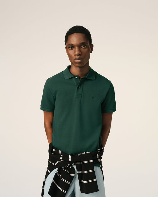 Green cotton polo with Ami de Coeur