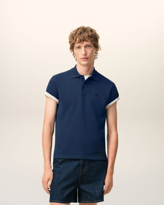 Blue Cotton Short Sleeves Ami De Coeur Polo Shirt