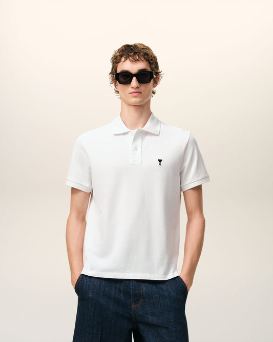 White Cotton Short Sleeves Ami De Coeur Polo Shirt