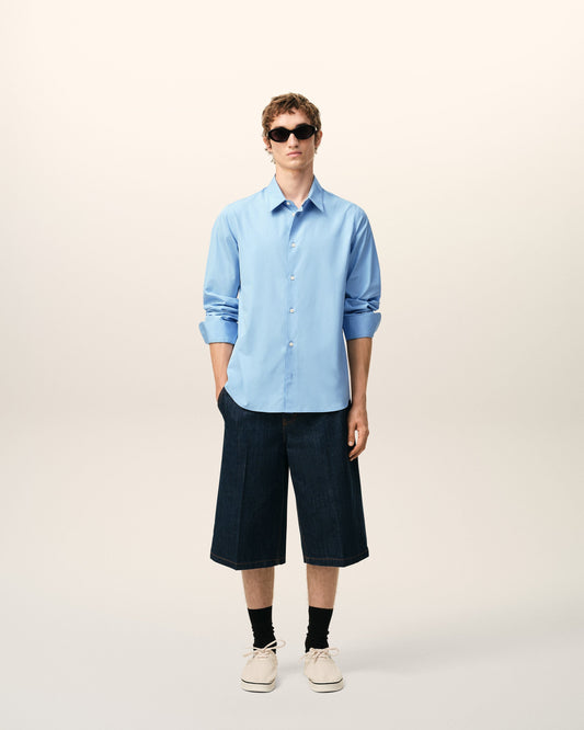Blue Cotton Tailor Embroidered Ami De Coeur Shirt
