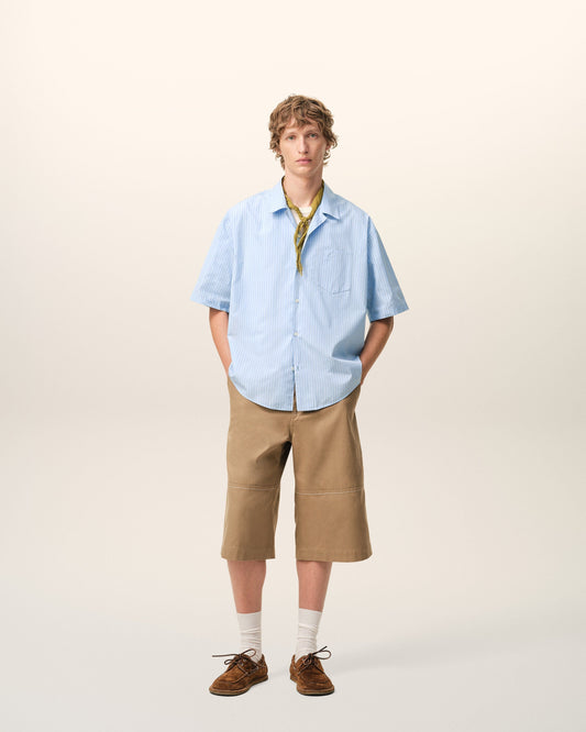 Blue Cotton Short Sleeve Ami De Coeur Boxy Shirt