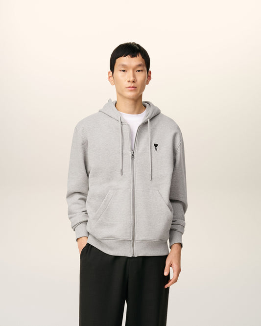 Grey Cotton Contrasted Ami De Coeur Hoodie