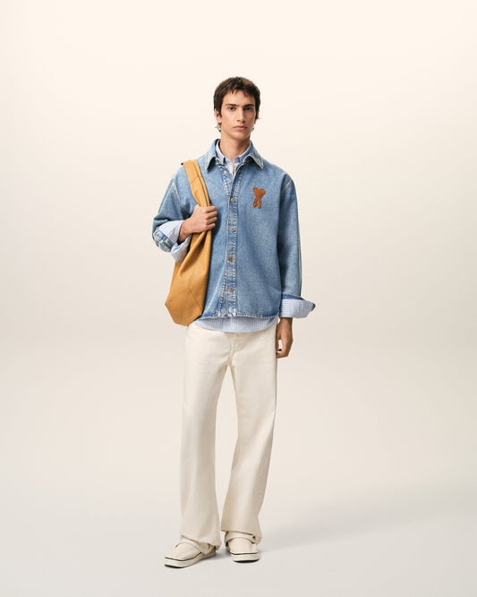 Blue Cotton Knitted Ami De Coeur Overshirt