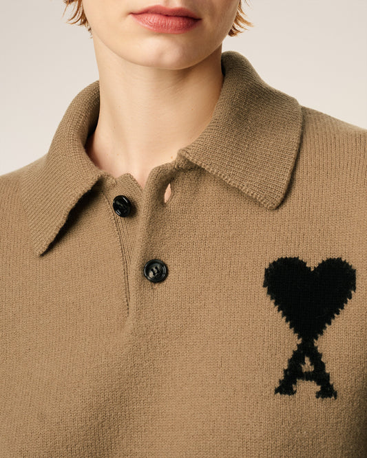 Brown Wool Ami De Coeur Polo
