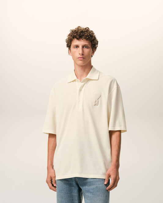 White Cotton Ami De Coeur Knitted Patch Polo