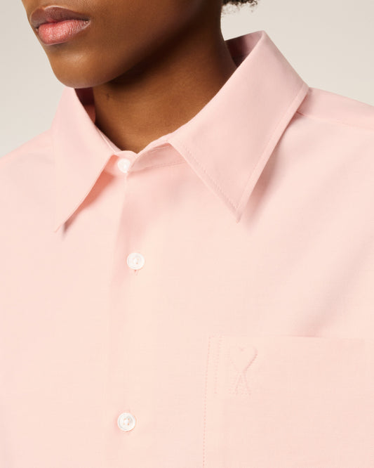 Pink Cotton Embossed Ami De Coeur Boxy Shirt