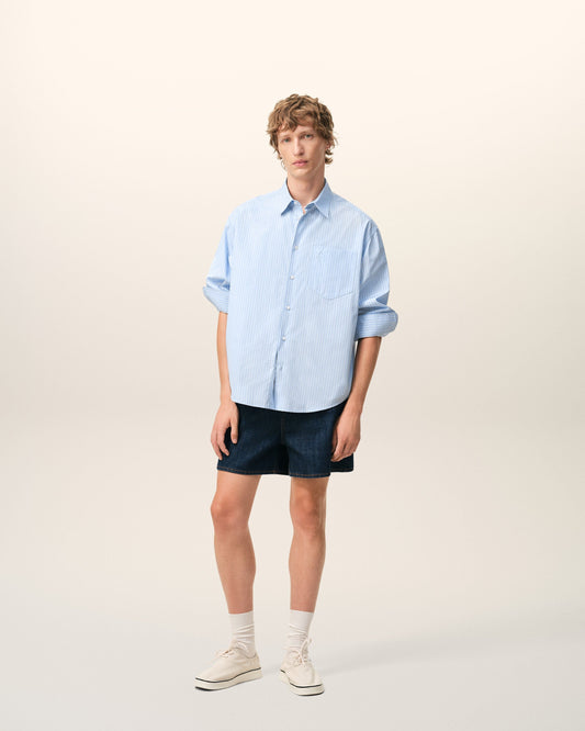 Blue Cotton Long Sleeve Ami De Coeur Boxy Shirt