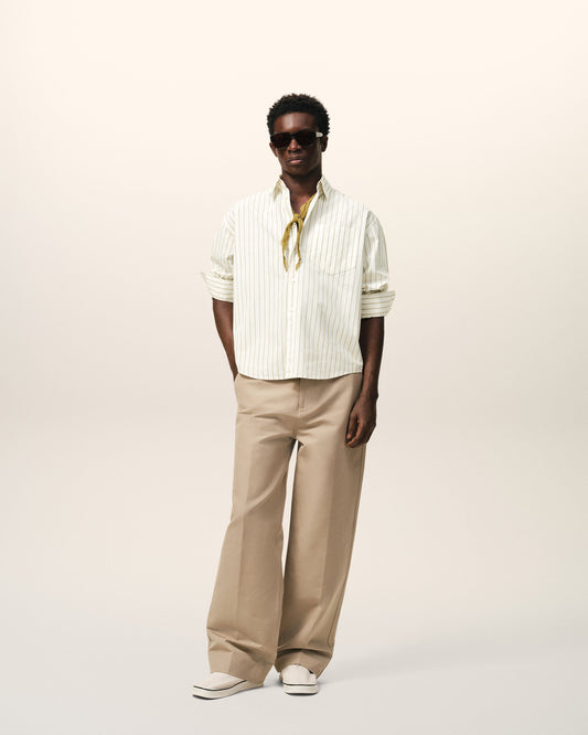 White Striped Cotton Ami De Coeur Boxy Shirt