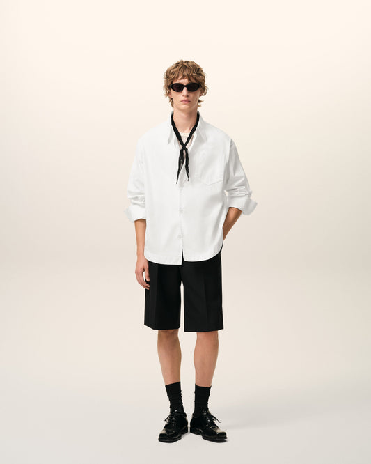 White Cotton Sharp Collar Ami De Coeur Wide Shirt