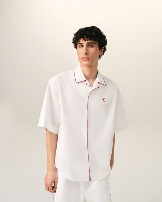 White cotton short-sleeve shirt with Ami de Coeur arrow