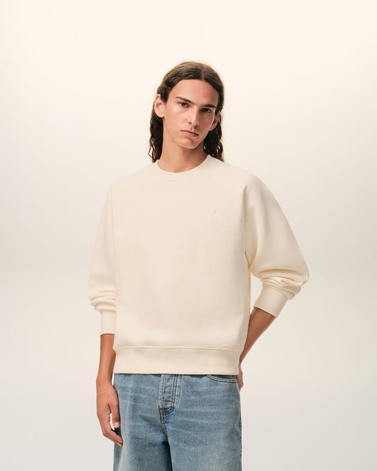 White Cotton Embossed Ami De Coeur Sweatshirt