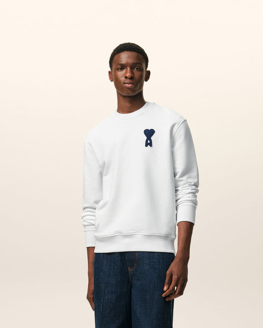 White Cotton Knitted Ami De Coeur Sweatshirt